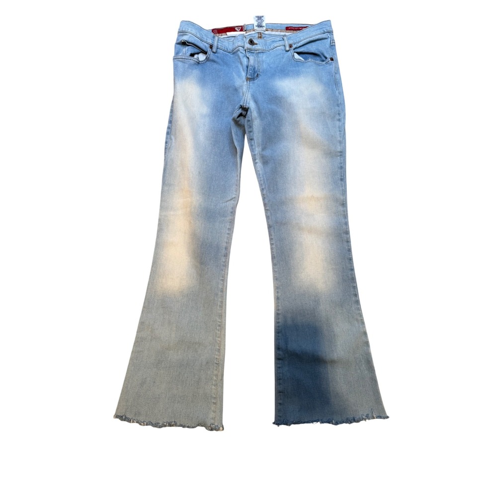 Guess Jeans USA Womens Light Wash Flare Raw Hem‎ Stretch Denim Jeans Size 31